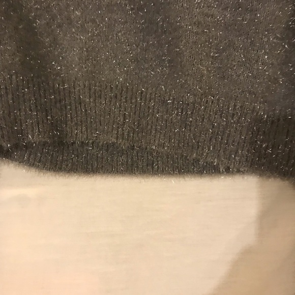 Our 12th Cropped Fuzzy Silver Sweater with Rhinestones and Pearls - Picture 5 of 11